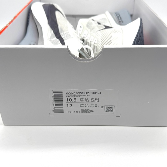 Nike Mens Vaporfly Next 4 Obsidian White Shoes Sz 10.5 New HF6414-100 Running - Picture 10 of 11